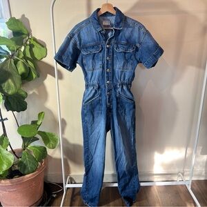 Free People We The Free XS Marci Denim Jumpsuit Blue Medium Wash 100% Cotton
